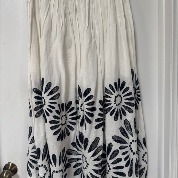 Ulla Johnson Cream Annisa Embroidered Cotton Linen Scalloped Skirt Size 10 - Picture 6 of 10